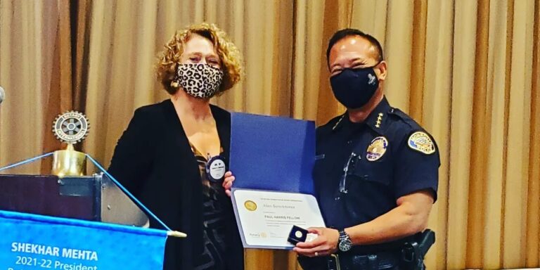 Monrovia Police Chief Sanvictores Awarded by Rotary
