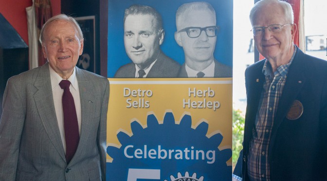 Monrovia Rotary Honors Detro Sells and Herb Hezlep for over 50 years of Service
